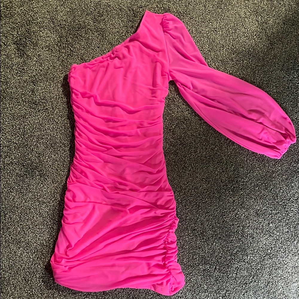 Elegant hot Pink One-Shoulder Dress